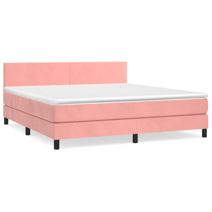 Pat box spring cu saltea, roz, 180x200 cm, catifea - WALTI WALTI