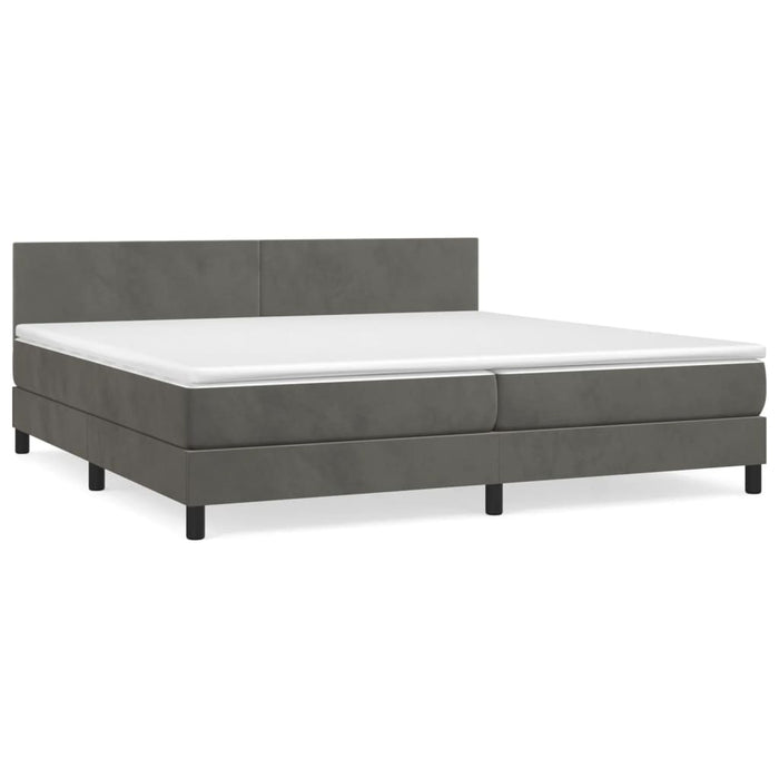 Pat box spring cu saltea, gri închis, 200x200 cm, catifea - WALTI WALTI
