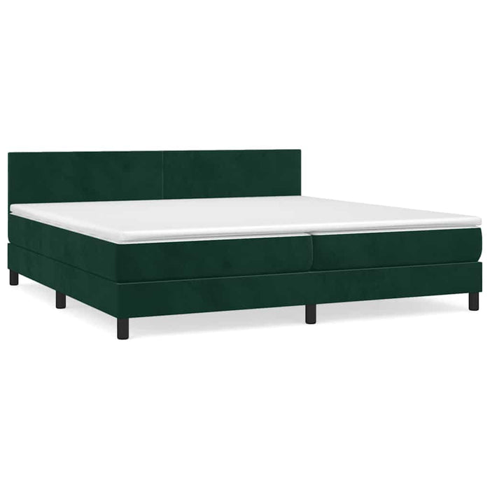 Pat box spring cu saltea, verde închis, 200x200 cm, catifea - WALTI WALTI