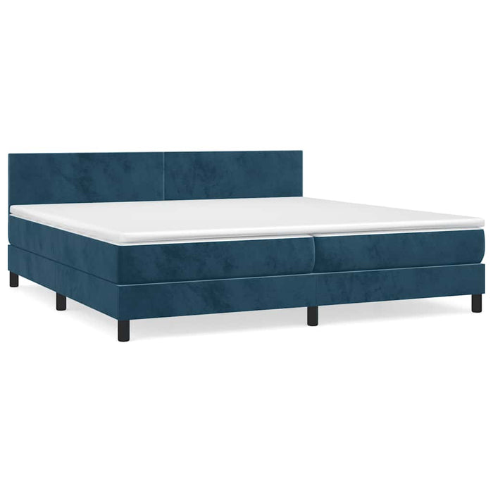 Pat box spring cu saltea, albastru închis, 200x200 cm, catifea - WALTI WALTI