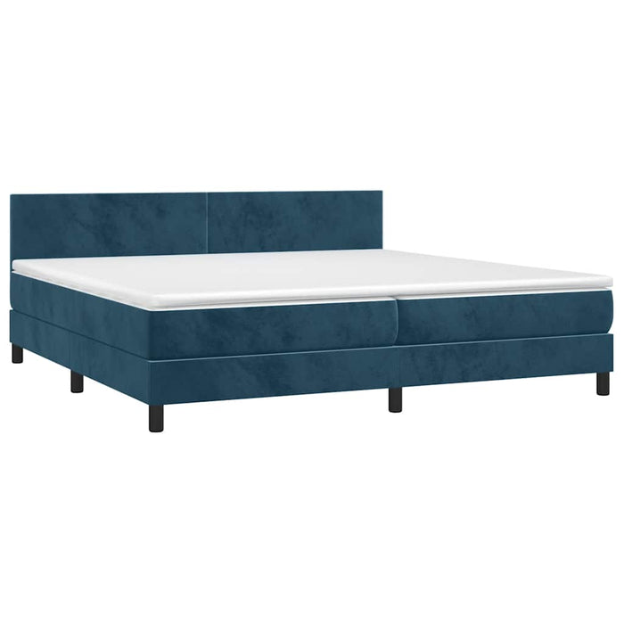 Pat box spring cu saltea, albastru închis, 200x200 cm, catifea - WALTI WALTI