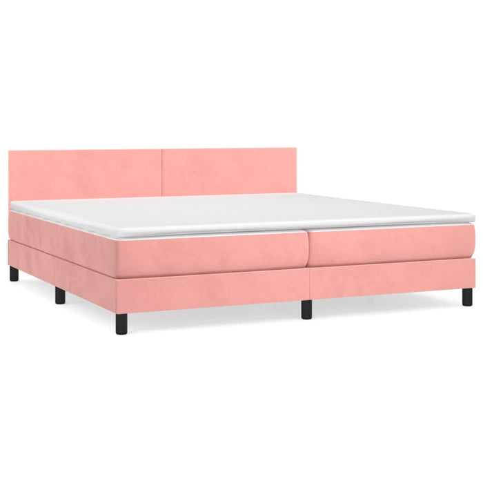 Pat box spring cu saltea, roz, 200x200 cm, catifea - WALTI WALTI