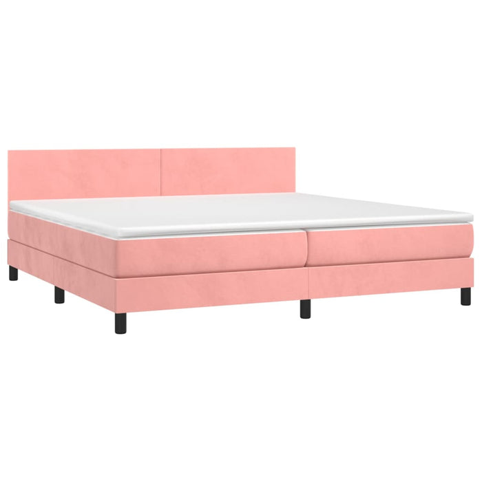 Pat box spring cu saltea, roz, 200x200 cm, catifea - WALTI WALTI