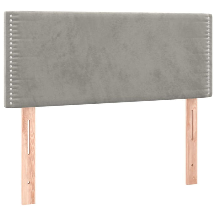 Pat box spring cu saltea, gri deschis, 90x190 cm, catifea - WALTI WALTI