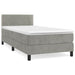Pat box spring cu saltea, gri deschis, 90x200 cm, catifea - WALTI WALTI