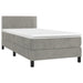 Pat box spring cu saltea, gri deschis, 90x200 cm, catifea - WALTI WALTI