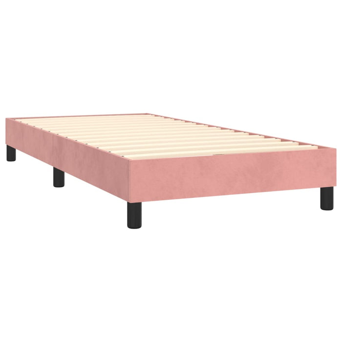 Pat box spring cu saltea, roz, 100x200 cm, catifea - WALTI WALTI