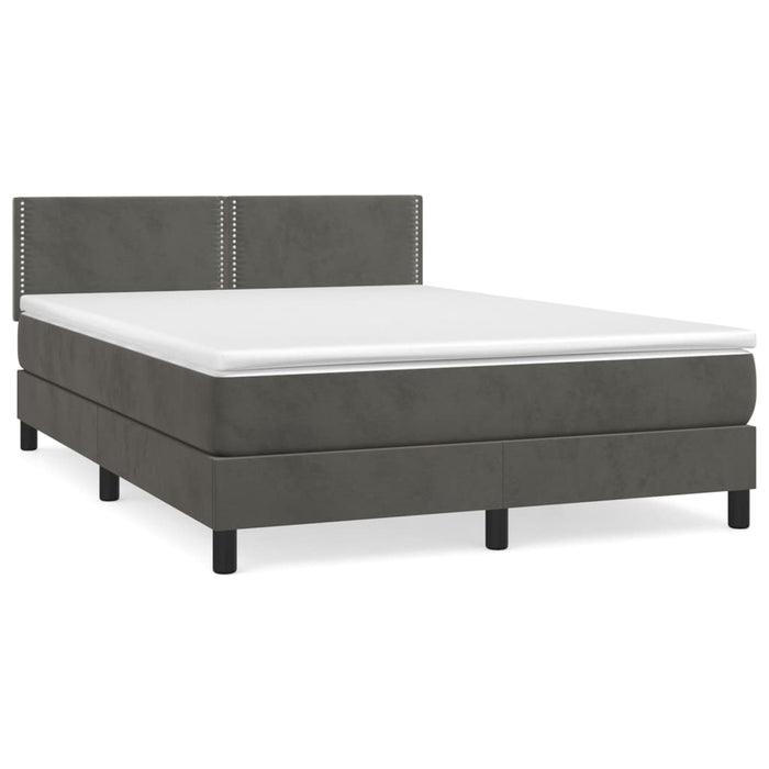 Pat box spring cu saltea, gri închis, 140x190 cm, catifea - WALTI WALTI