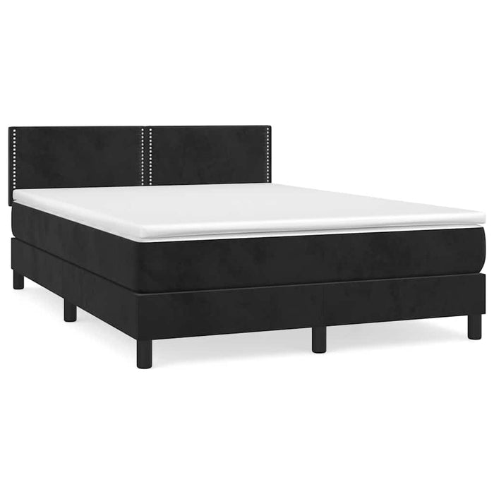 Pat box spring cu saltea, negru, 140x190 cm, catifea - WALTI WALTI