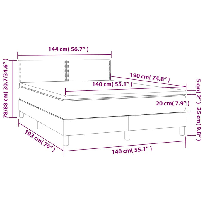 Pat box spring cu saltea, negru, 140x190 cm, catifea - WALTI WALTI