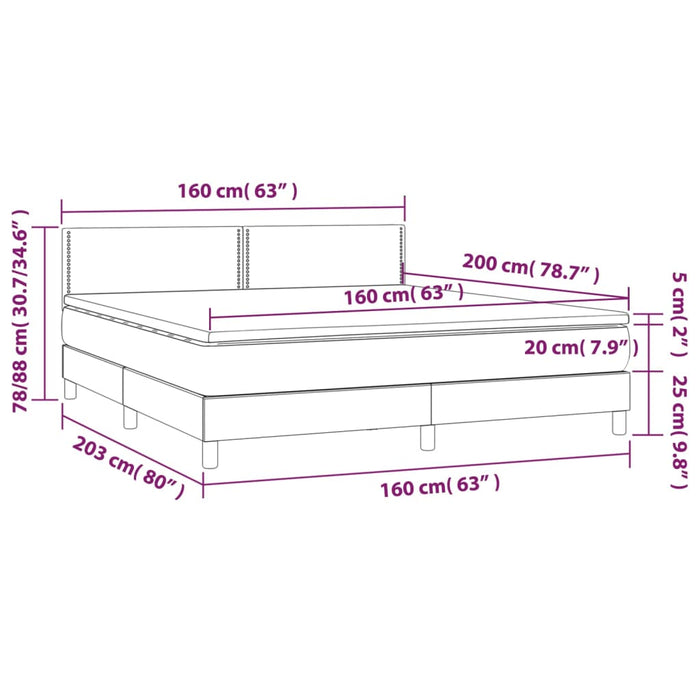 Pat box spring cu saltea, roz, 160x200 cm, catifea - WALTI WALTI