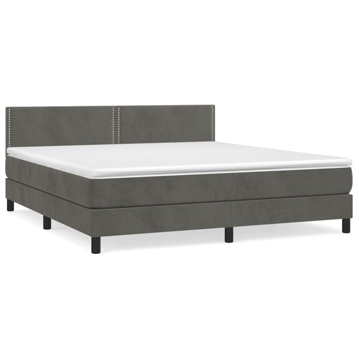 Pat box spring cu saltea, gri închis, 180x200 cm, catifea - WALTI WALTI