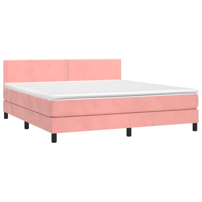 Pat box spring cu saltea, roz, 180x200 cm, catifea - WALTI WALTI