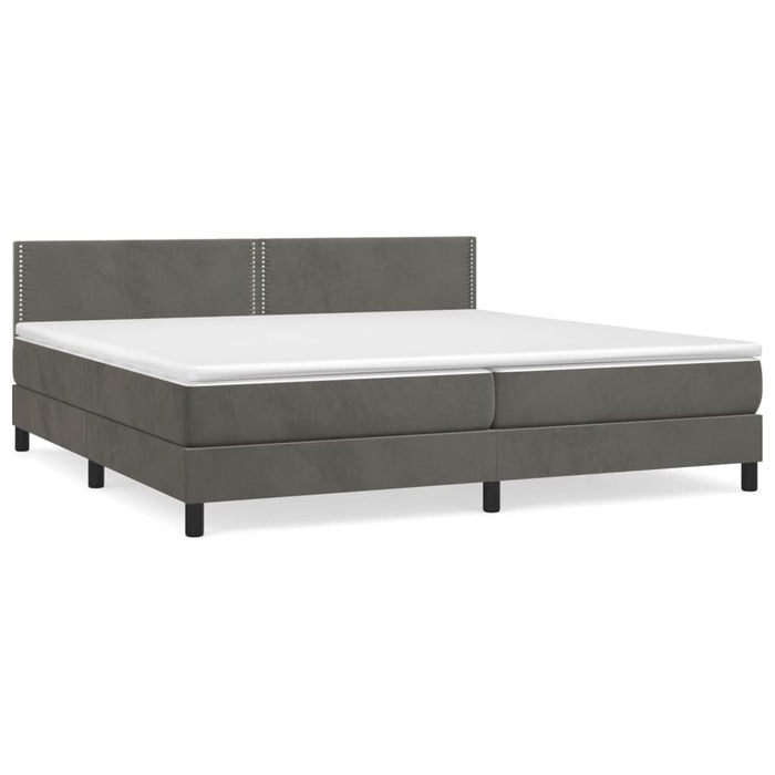 Pat box spring cu saltea, gri închis, 200x200 cm, catifea - WALTI WALTI
