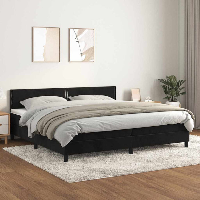 Pat box spring cu saltea, negru, 200x200 cm, catifea - WALTI WALTI