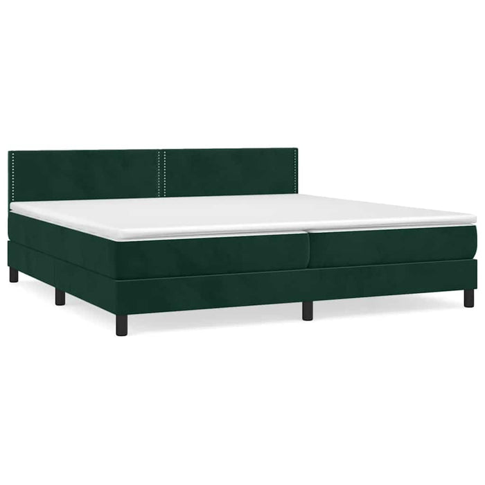 Pat box spring cu saltea, verde închis, 200x200 cm, catifea - WALTI WALTI