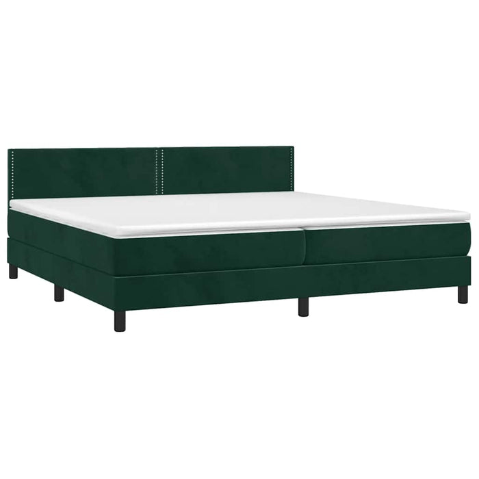 Pat box spring cu saltea, verde închis, 200x200 cm, catifea - WALTI WALTI