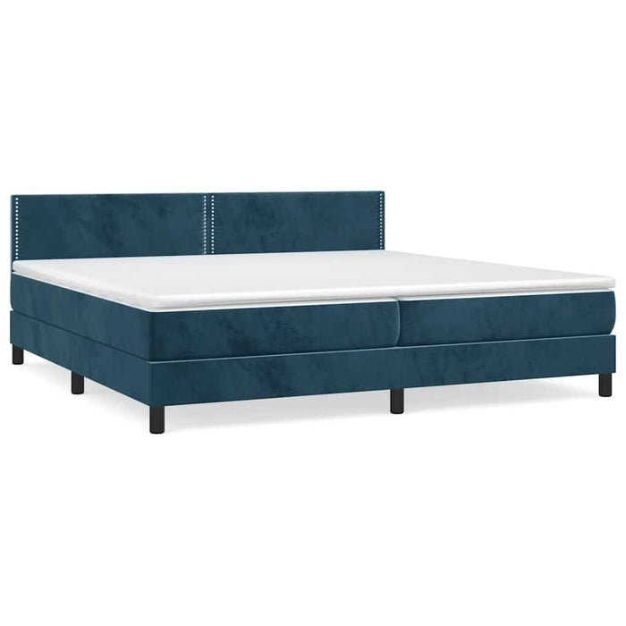 Pat box spring cu saltea, albastru închis, 200x200 cm, catifea - WALTI WALTI