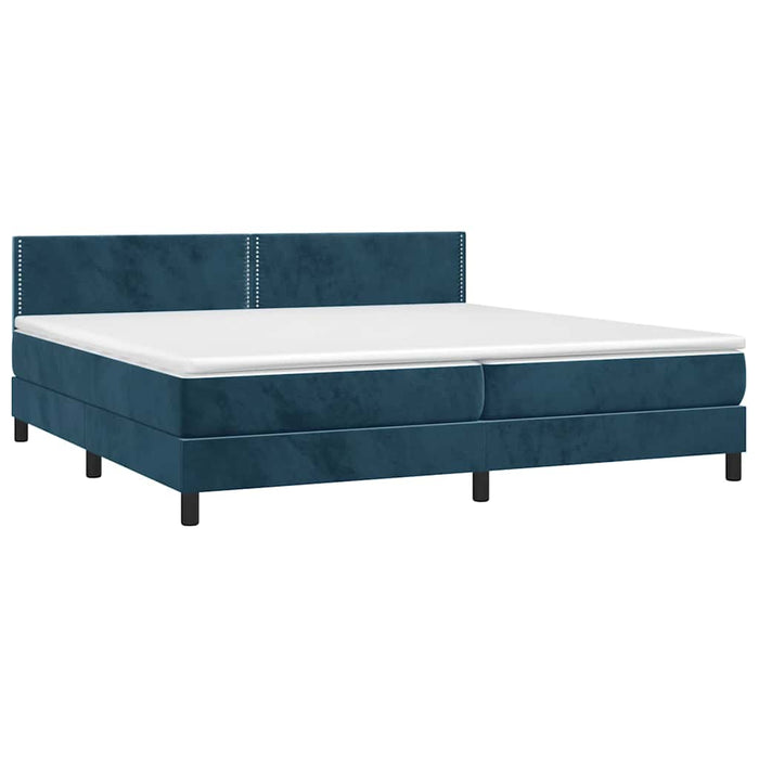 Pat box spring cu saltea, albastru închis, 200x200 cm, catifea - WALTI WALTI
