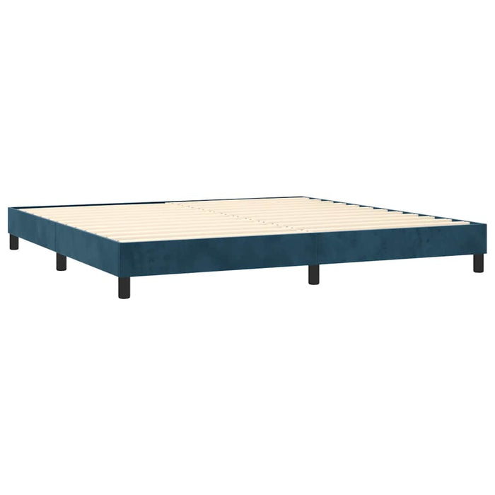 Pat box spring cu saltea, albastru închis, 200x200 cm, catifea - WALTI WALTI