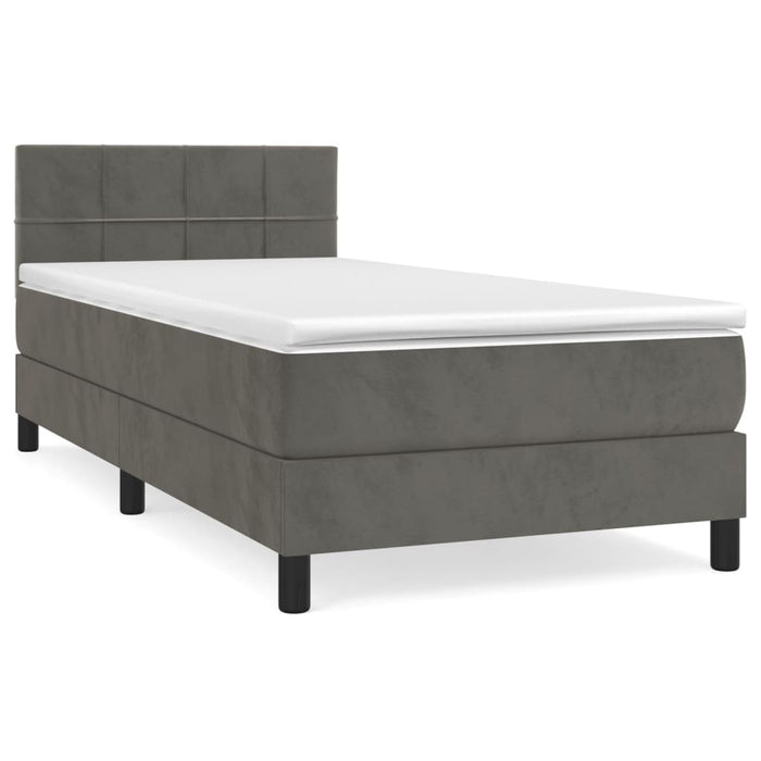 Pat box spring cu saltea, gri închis, 80x200 cm, catifea - WALTI WALTI