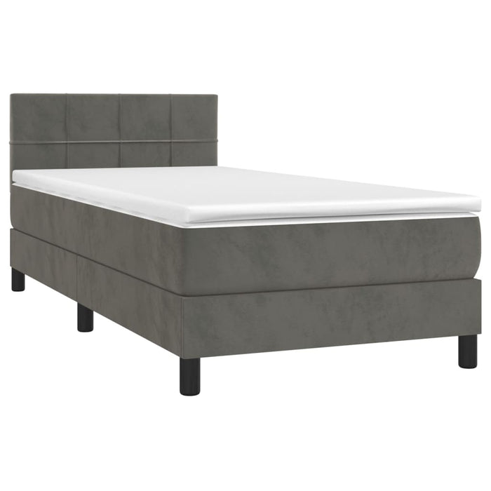 Pat box spring cu saltea, gri închis, 80x200 cm, catifea - WALTI WALTI