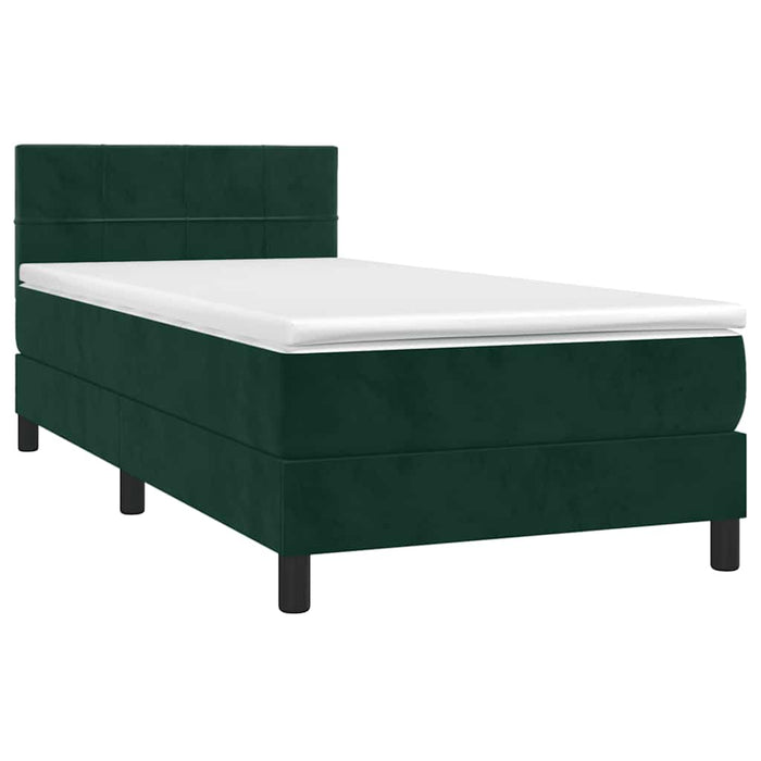Pat box spring cu saltea, verde închis, 80x200 cm, catifea - WALTI WALTI