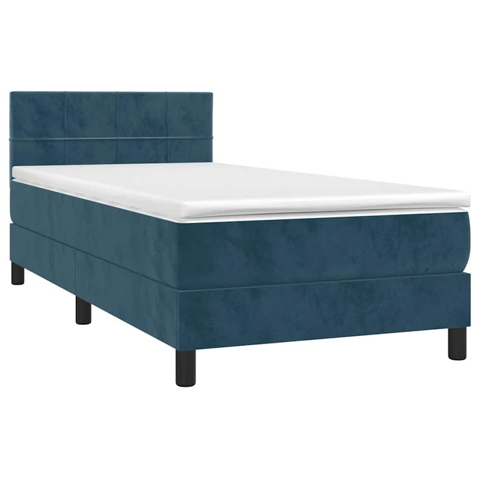 Pat box spring cu saltea, albastru închis, 80x200 cm, catifea - WALTI WALTI