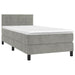 Pat box spring cu saltea, gri deschis, 100x200 cm, catifea - WALTI WALTI