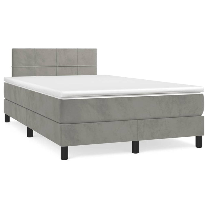Pat box spring cu saltea, gri deschis, 120x200 cm, catifea - WALTI WALTI