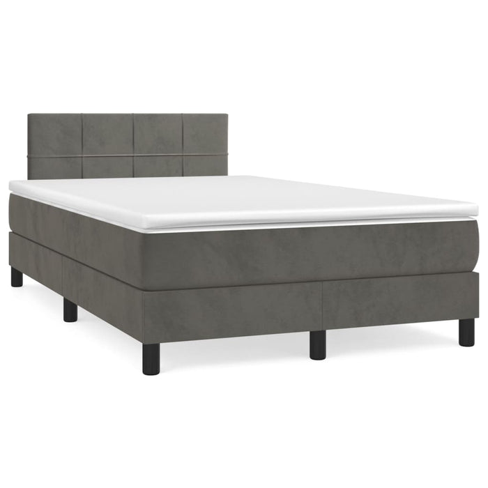 Pat box spring cu saltea, gri închis, 120x200 cm, catifea - WALTI WALTI
