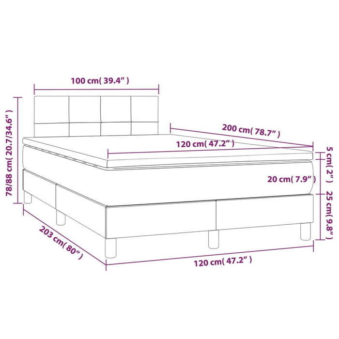 Pat box spring cu saltea, negru, 120x200 cm, catifea - WALTI WALTI