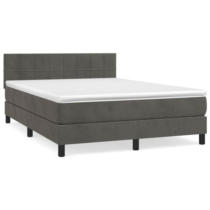 Pat box spring cu saltea, gri închis, 140x190 cm, catifea - WALTI WALTI