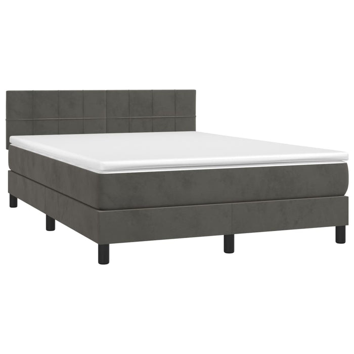 Pat box spring cu saltea, gri închis, 140x190 cm, catifea - WALTI WALTI