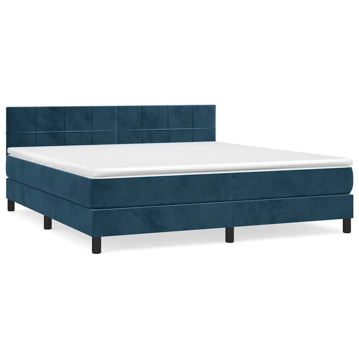 Pat box spring cu saltea, albastru închis, 160x200 cm, catifea - WALTI WALTI
