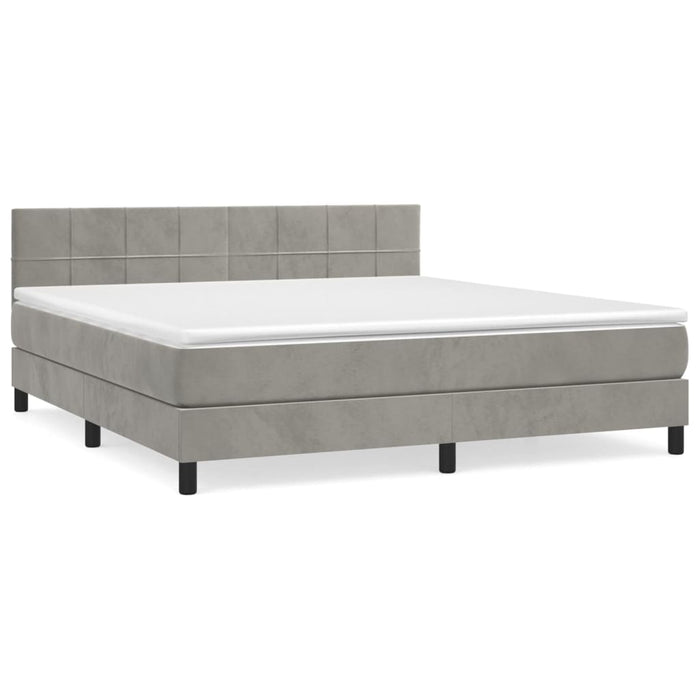 Pat box spring cu saltea, gri deschis, 180x200 cm, catifea - WALTI WALTI