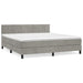Pat box spring cu saltea, gri deschis, 180x200 cm, catifea - WALTI WALTI