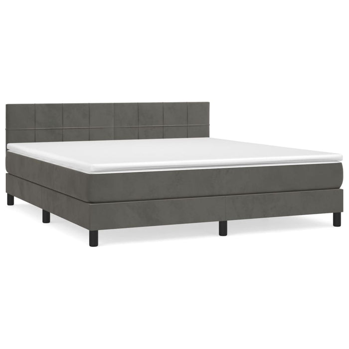 Pat box spring cu saltea, gri închis, 180x200 cm, catifea - WALTI WALTI