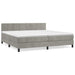 Pat box spring cu saltea, gri deschis, 200x200 cm, catifea - WALTI WALTI