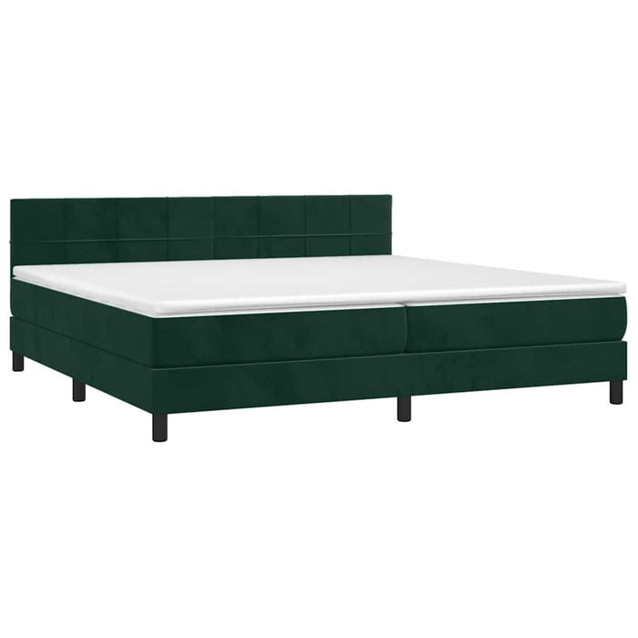 Pat box spring cu saltea, verde închis, 200x200 cm, catifea - WALTI WALTI