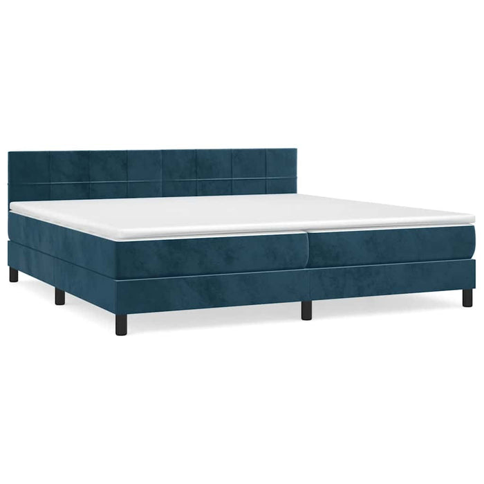 Pat box spring cu saltea, albastru închis, 200x200 cm, catifea - WALTI WALTI