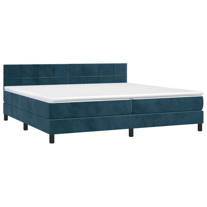 Pat box spring cu saltea, albastru închis, 200x200 cm, catifea - WALTI WALTI