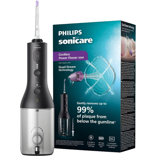 Irigator bucal PHILIPS Sonicare Cordless Power Flosser 3000 HX3826/33, 2 capete, negru - WALTI WALTI