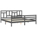 Cadru pat cu tăblie 200x200 cm, gri, lemn masiv - WALTI WALTI