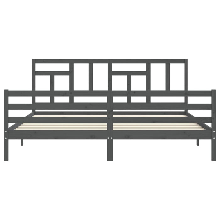 Cadru pat cu tăblie 200x200 cm, gri, lemn masiv - WALTI WALTI