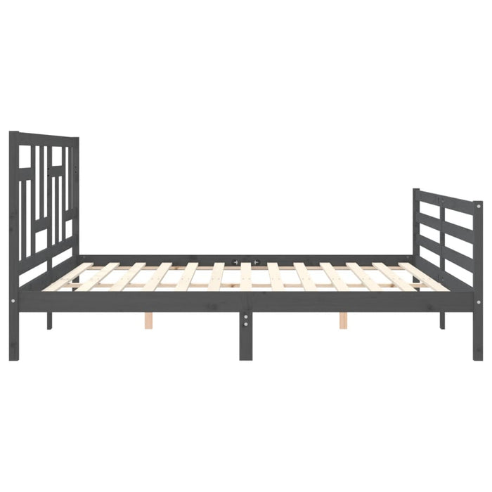 Cadru pat cu tăblie 200x200 cm, gri, lemn masiv - WALTI WALTI