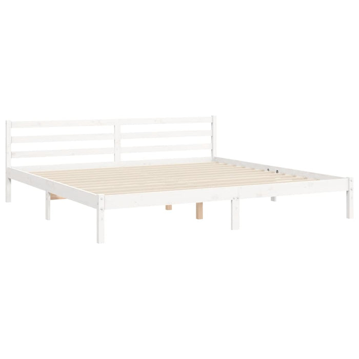 Cadru pat cu tăblie 200x200 cm, alb, lemn masiv - WALTI WALTI