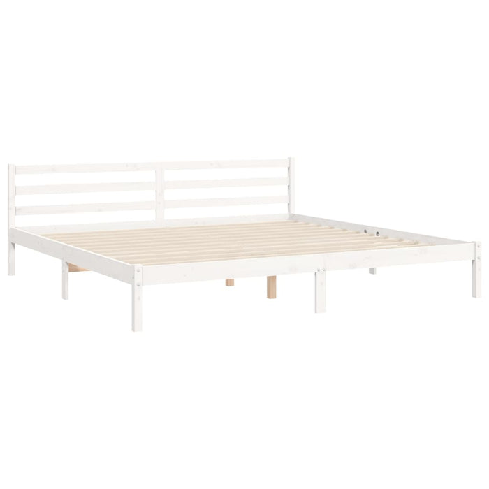 Cadru pat cu tăblie 200x200 cm, alb, lemn masiv WALTI