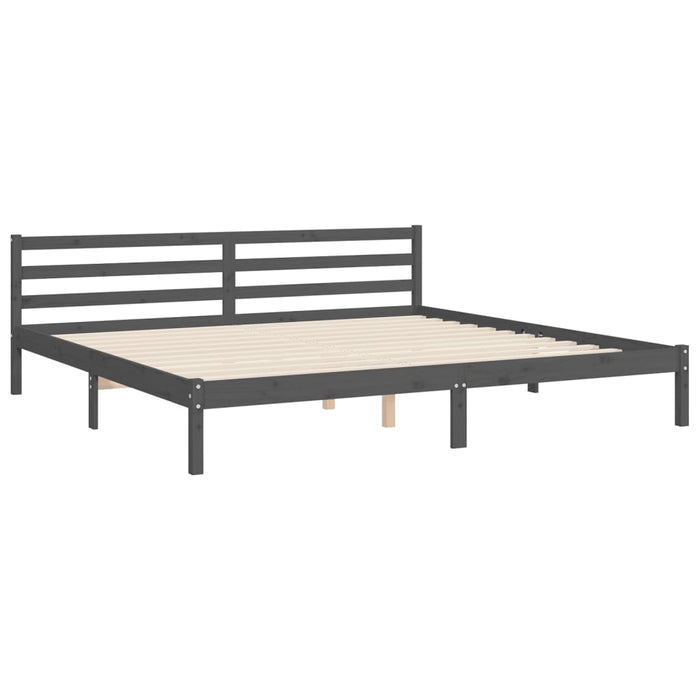 Cadru pat cu tăblie 200x200 cm, gri, lemn masiv - WALTI WALTI