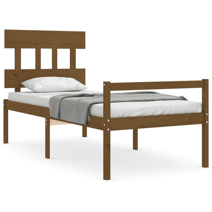 Cadru de pat senior cu tăblie, 90x200 cm maro miere lemn masiv WALTI